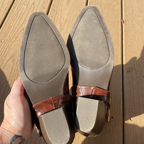 Just Fab Elora buckle under boot detail cowgirl booties faux croc in brown 7.5 - Picture 7 of 16